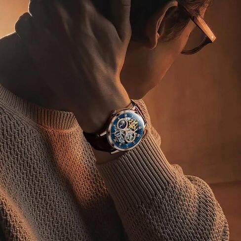 OLEVS Mens Automatic Watches Self-Winding Starry Sky Diamond Skeleton Luxury Wrist Watch Waterproof Luminous in Saudi Arabia