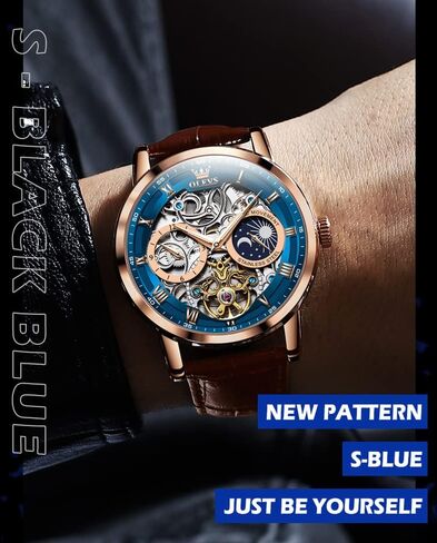 OLEVS Mens Automatic Watches Self-Winding Starry Sky Diamond Skeleton Luxury Wrist Watch Waterproof Luminous in Saudi Arabia