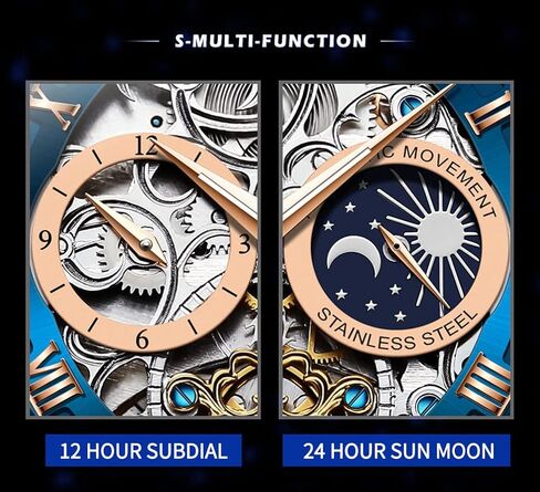 OLEVS Mens Automatic Watches Self-Winding Starry Sky Diamond Skeleton Luxury Wrist Watch Waterproof Luminous in Saudi Arabia