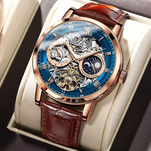 OLEVS Mens Automatic Watches Self-Winding Starry Sky Diamond Skeleton Luxury Wrist Watch Waterproof Luminous in Saudi Arabia