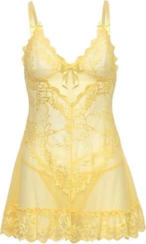 Oh là là Chéri Women's Plus Sexy Valentine Soft Cup Lace Babydoll with G-String in Kuwait