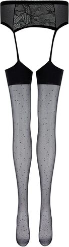 OSUGA Women's Sexy Lace Garter Belt with Polka Dot Thigh High Stockings Sheers Suspender Pantyhose in Saudi Arabia