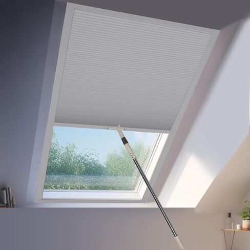 Boolegon Skylight Shades Blackout Roof Window Blinds Manual Cellular Shades Room Darkening UV Protection Honeycomb Blinds for Ceiling, Glass Room, Custom Size, Blackout White.. in Saudi Arabia