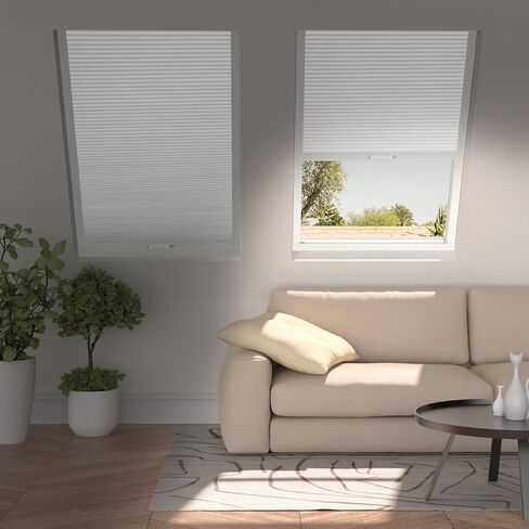 Boolegon Skylight Shades Blackout Roof Window Blinds Manual Cellular Shades Room Darkening UV Protection Honeycomb Blinds for Ceiling, Glass Room, Custom Size, Blackout White.. in Saudi Arabia