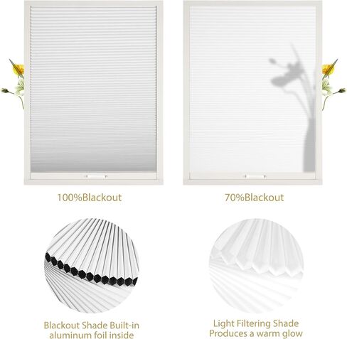 Boolegon Skylight Shades Blackout Roof Window Blinds Manual Cellular Shades Room Darkening UV Protection Honeycomb Blinds for Ceiling, Glass Room, Custom Size, Blackout White.. in Saudi Arabia