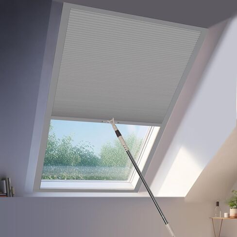 Boolegon Skylight Shades Blackout Roof Window Blinds Manual Cellular Shades Room Darkening UV Protection Honeycomb Blinds for Ceiling, Glass Room, Custom Size, Blackout White.. in Saudi Arabia