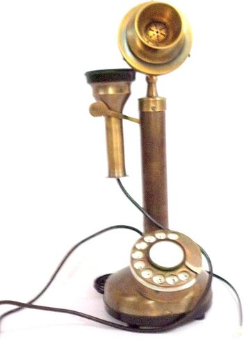 Vintage Antique Candlestick Rotary Dial Phone Brass Finish Table Decorative Telephone Antique Replica Telephone Home & Office Decor in Saudi Arabia