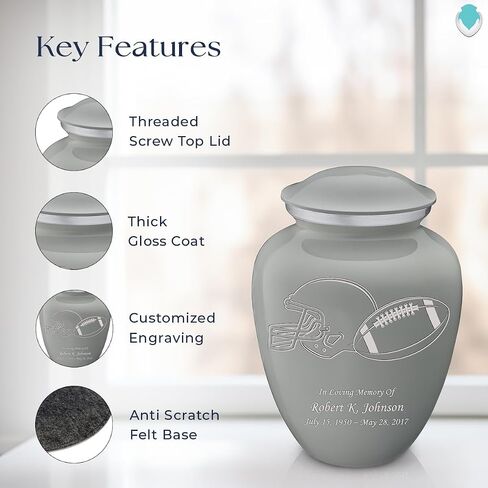 Geturns Embrace Adult Personalized Football Cremation Urns for Human Ashes I Large Cobalt Blue Funeral Urn for Men and Women I 200 lbs in Saudi Arabia