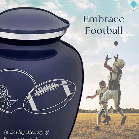 Geturns Embrace Adult Personalized Football Cremation Urns for Human Ashes I Large Cobalt Blue Funeral Urn for Men and Women I 200 lbs in Saudi Arabia