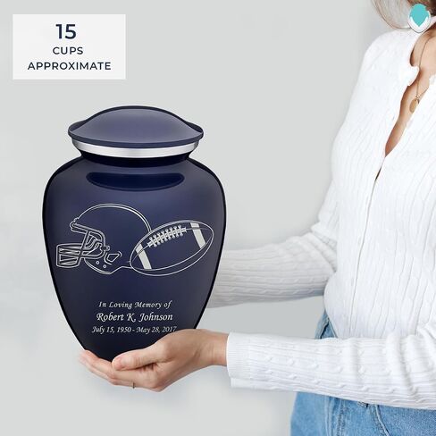 Geturns Embrace Adult Personalized Football Cremation Urns for Human Ashes I Large Cobalt Blue Funeral Urn for Men and Women I 200 lbs in Saudi Arabia