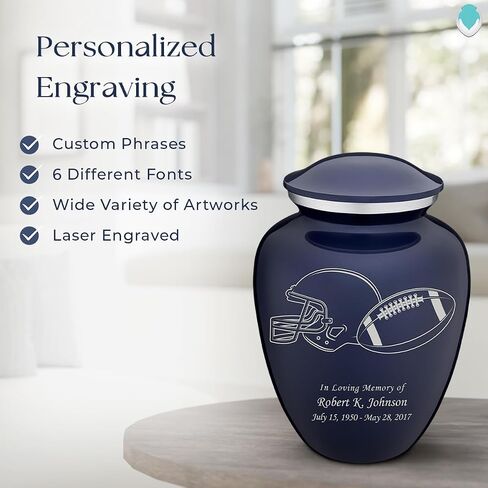 Geturns Embrace Adult Personalized Football Cremation Urns for Human Ashes I Large Cobalt Blue Funeral Urn for Men and Women I 200 lbs in Saudi Arabia