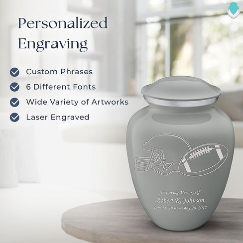 Geturns Embrace Adult Personalized Football Cremation Urns for Human Ashes I Large Cobalt Blue Funeral Urn for Men and Women I 200 lbs in Saudi Arabia