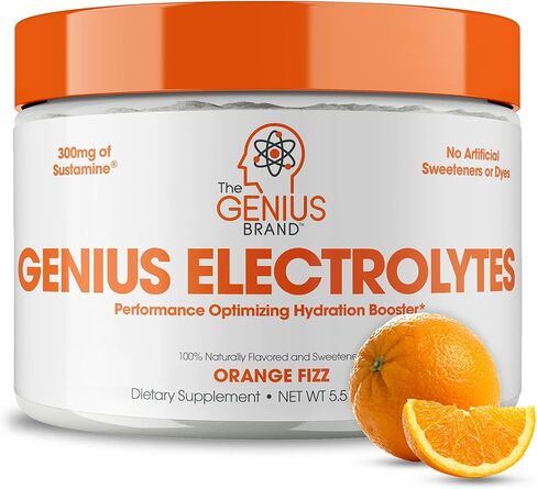 Genius Hydrate Stick Pack Powder Drink Mix - Sour Peach Rings Flavor, Natural Electrolyte Booster with Coconut Water & Potassium for Ultimate Hydration -20 Packets in Kuwait