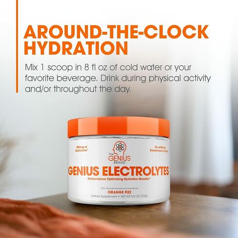 Genius Hydrate Stick Pack Powder Drink Mix - Sour Peach Rings Flavor, Natural Electrolyte Booster with Coconut Water & Potassium for Ultimate Hydration -20 Packets in Kuwait