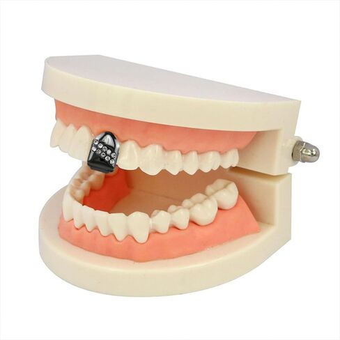 4PCS Grillz Gold Grills for Your Teeth-Vampire Teeth Grillzs Grills 18K Gold Plated Hip Hop Cosplay Rapper Costume Accessory Faux Diamond Grillz Teeths Jewelry for Men Women in Saudi Arabia