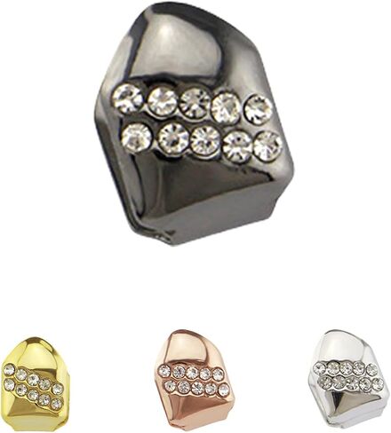 4PCS Grillz Gold Grills for Your Teeth-Vampire Teeth Grillzs Grills 18K Gold Plated Hip Hop Cosplay Rapper Costume Accessory Faux Diamond Grillz Teeths Jewelry for Men Women in Saudi Arabia