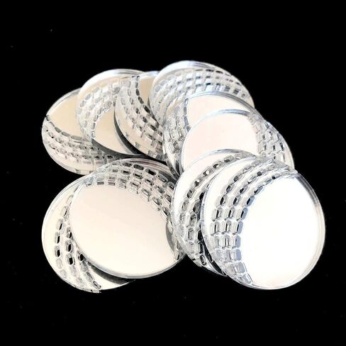 Cricket Ball Shaped Crafting Mirrors, Set of 10, Many Colours, Shatterproof Acrylic, Silver Mirror, Pack of 10 x 4cm in Saudi Arabia