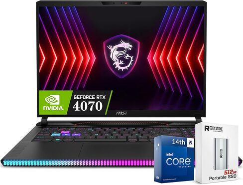 MSI 2025 GE68HX Raider Gaming 16" 144Hz FHD+ Laptop, Intel 24-Core i9-14900HX(up to 5.8 GHz), GeForce RTX 4070, 64GB DDR5 RAM, 2TB SSD, RGB Backlit, Thunderbolt 4, Webcam, W/PSD, Win 11 Pro, Black in Kuwait