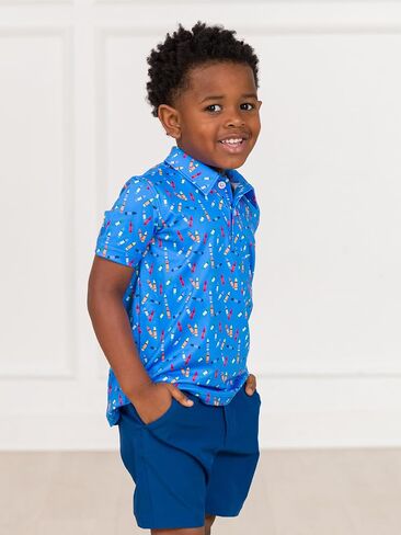 RuggedButts Baby/Toddler Boys Knit Collared Short Sleeve Performance Performance Policy Polo in Kuwait