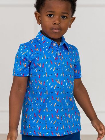 RuggedButts Baby/Toddler Boys Knit Collared Short Sleeve Performance Performance Policy Polo in Kuwait