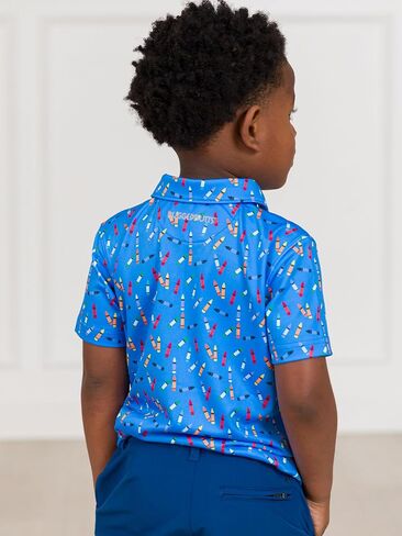 RuggedButts Baby/Toddler Boys Knit Collared Short Sleeve Performance Performance Policy Polo in Kuwait