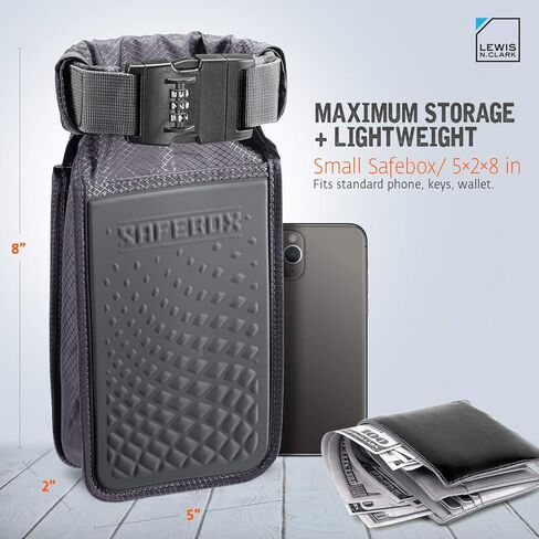 Lewis N. Clark Safebox Portable Safe with Anti Theft Combination Lock and Slash Resistant Material to Protect Wallet, iPhone and Valuables at the Beach, Pool, Camping + Hotel, Small in Kuwait