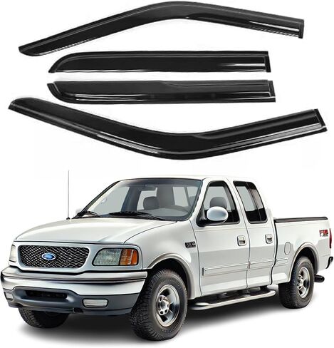 يناسب 2001 2002 2003 Ford F150 Supercrew Cab Acrylic Safe 2mm 2mmenedsmoke Window Window Set-Sun ، Rain ، وحماية تنفيس ، مجموعة حراسة من شريط النافذة 4 قطع. in Saudi Arabia