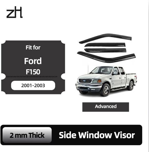 يناسب 2001 2002 2003 Ford F150 Supercrew Cab Acrylic Safe 2mm 2mmenedsmoke Window Window Set-Sun ، Rain ، وحماية تنفيس ، مجموعة حراسة من شريط النافذة 4 قطع. in Saudi Arabia