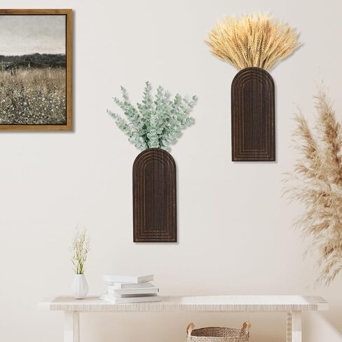 Dnnnii 2 حزمة من مزهريات الحائط الخشبية الحديثة - ديكور المدخل، فن الحائط الخشبي، ديكور المدخل - مزرعة حديثة وديكور جدار الحمام بوهو - مثالي لغرفة الطعام، أو غرفة المعيشة، أو أي مساحة حائط ضيقة (أسود) in Kuwait