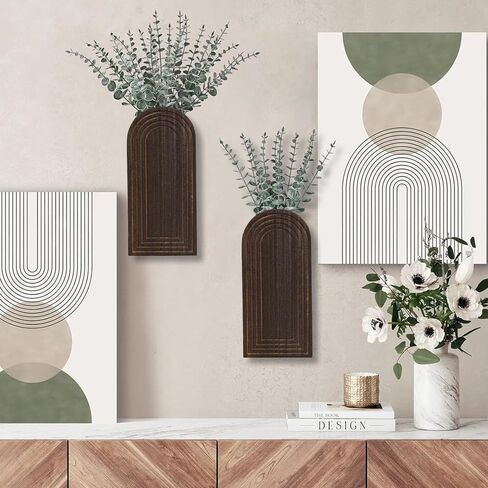 Dnnnii 2 حزمة من مزهريات الحائط الخشبية الحديثة - ديكور المدخل، فن الحائط الخشبي، ديكور المدخل - مزرعة حديثة وديكور جدار الحمام بوهو - مثالي لغرفة الطعام، أو غرفة المعيشة، أو أي مساحة حائط ضيقة (أسود) in Kuwait