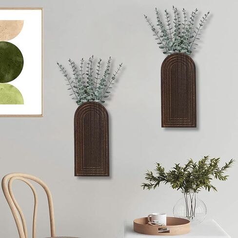 Dnnnii 2 حزمة من مزهريات الحائط الخشبية الحديثة - ديكور المدخل، فن الحائط الخشبي، ديكور المدخل - مزرعة حديثة وديكور جدار الحمام بوهو - مثالي لغرفة الطعام، أو غرفة المعيشة، أو أي مساحة حائط ضيقة (أسود) in Kuwait