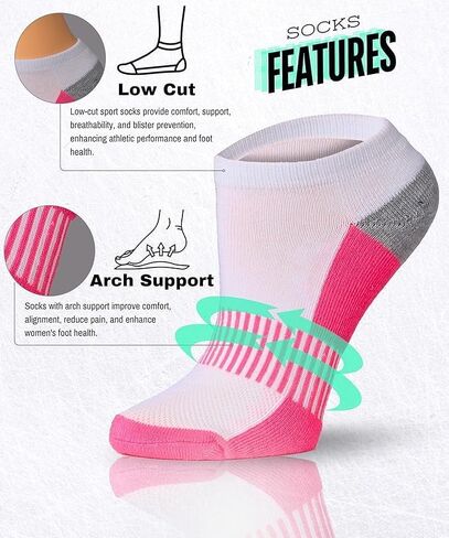 Tipi Toe Women's Athletic Cushioned Comfort Ankle Socks With Arch Support, Mesh Design. Perfect for Running & Sports (6 Pack) in Kuwait