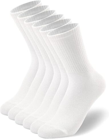 3 & 6 Pairs Lightweight White Crew Socks - Cotton Breathable Socks for Men & Women - Unisex in Saudi Arabia