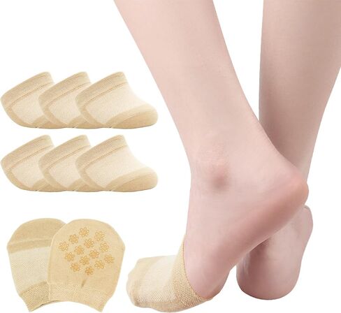 Women's Toe Topper Socks Cotton Half Socks for Women Grip Non Slip Liner No Show Toe Covers for Mules 6/8 Pairs in Saudi Arabia