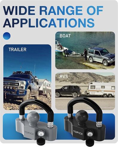 Heavy-Duty Trailer Coupler Lock with PVC-Coated U-Bolt, Universal Fit for 1-7/8", 2", 2-5/16" Hitch Couplers, Anti-Theft Security for RV, Boat, Utility Trailers, Grey in Kuwait