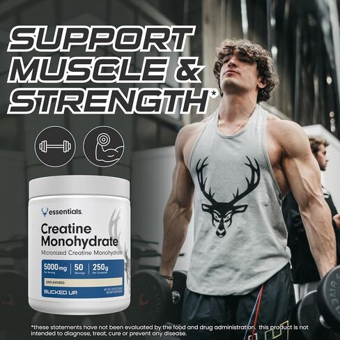 Bucked Up Fruit Punch Creatine for Women and Men - Easy to Mix Vegetarian - Flavored Creatine Monohydrate Powder - Made in USA - 5G Per Serving - 50 Servings - 250 Grams Per Container in Kuwait