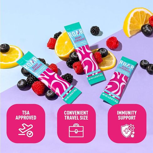 Roar Complete Hydration Powder Plus - Hydration Packets with Zinc and Elderberry - Electrolytes Powder No GMOs, Gluten Free - Berry Lemonade - 12 pc in Kuwait