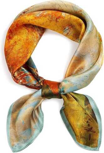 Mulberry Silk Scarves for Women Lightweight 21"x21" Square Scarf Small Neckerchief Women Digital Printed Head Wrap in Saudi Arabia