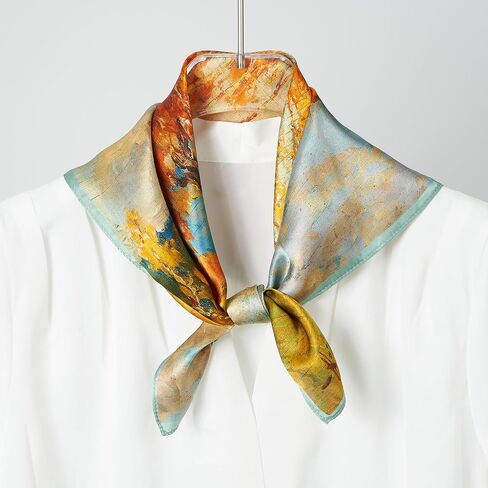 Mulberry Silk Scarves for Women Lightweight 21"x21" Square Scarf Small Neckerchief Women Digital Printed Head Wrap in Saudi Arabia