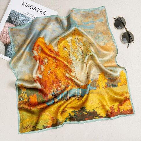 Mulberry Silk Scarves for Women Lightweight 21"x21" Square Scarf Small Neckerchief Women Digital Printed Head Wrap in Saudi Arabia