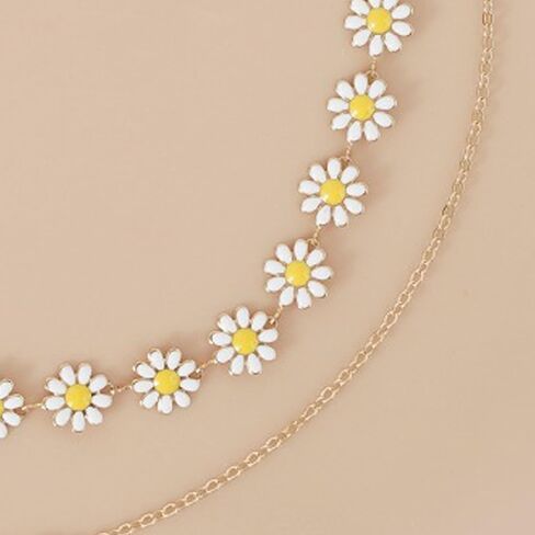 HUASAI Daisy Necklace for Women White Flower Choker Necklace Daisy Pearl Necklaces Summer Jewelry for Women 2025 in Kuwait
