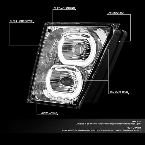 DNA MOTORING FL-HAY-009-BK Pair of LED Fog Lights High/Low Beam Reflectors Compatible with 2018-2022 Volvo VNL, Black/Clear in Saudi Arabia