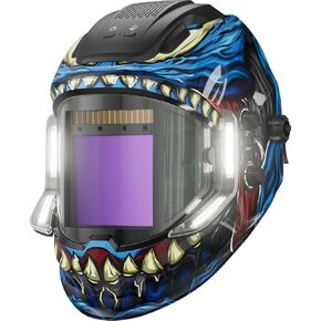 خوذة لحام ANDELI - رؤية بانورامية 180 درجة 3.94 بوصة × 3.74 بوصة، خوذة لحام ذات إضاءة LED ذات لون حقيقي مع ضوء، 4 مستشعر قوس، ظل عريض 4/5-8/9-13 قناع لحام من النوع C شحن in Kuwait