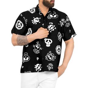 قمصان هاواي للرجال من LA LEELA، أزياء الهالوين، بأكمام قصيرة، وأزرار للأسفل، قمصان استوائية غير رسمية للرجال من LA LEELA in Kuwait