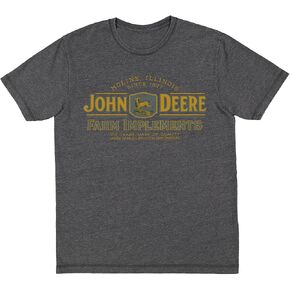 John Deere Mens Ultra Soft Vintage Wash Farm Parerements Logo Tshirt باللون الأسود هيذرد in Saudi Arabia
