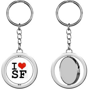 I Heart SF (san Francisco Love ca Fran) Keychain Spinning Round Chrome Metal Key Chain in Saudi Arabia