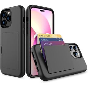 لـ iPhone 15 Pro Wallet - حالة وقائية على النمط مع حامل البطاقة (يحمل 5 بطاقات) - Rose Gold in Kuwait