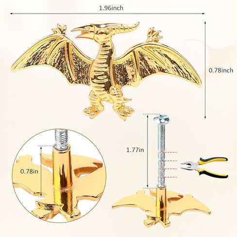 8 مقابض ديناصورات معدنية للأثاث - 5 درج Dino Mix Gold Finish Pulls ومقاومة الخدش ، مقاومة للخدش (أنماط متنوعة) in Kuwait