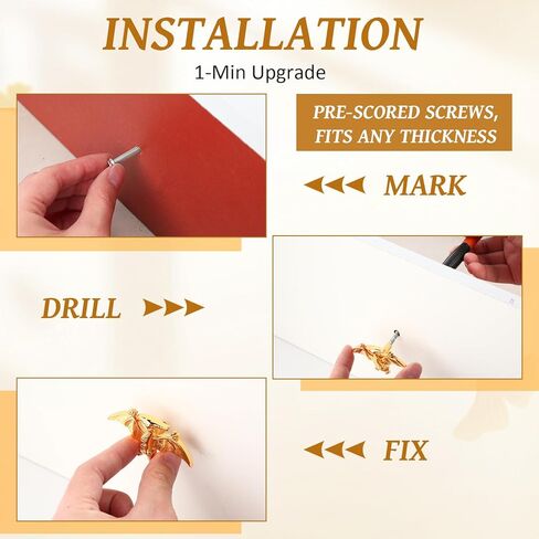 8 مقابض ديناصورات معدنية للأثاث - 5 درج Dino Mix Gold Finish Pulls ومقاومة الخدش ، مقاومة للخدش (أنماط متنوعة) in Kuwait