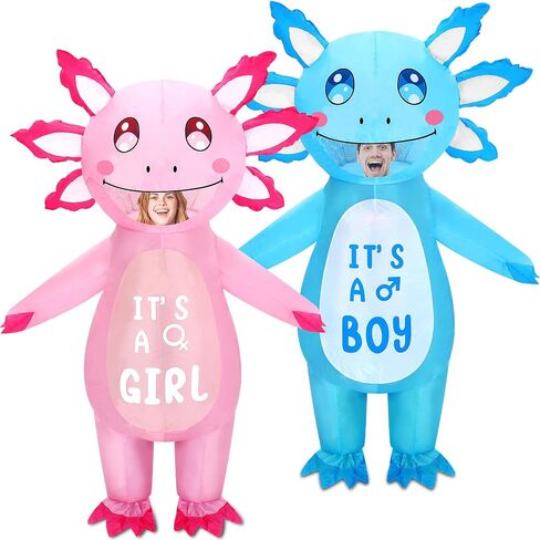 2 PCS جنس الكشف عن زي الطفل نفخ تفجير زي الطفل axolotl للبالغين هالوين تأثيري in Saudi Arabia